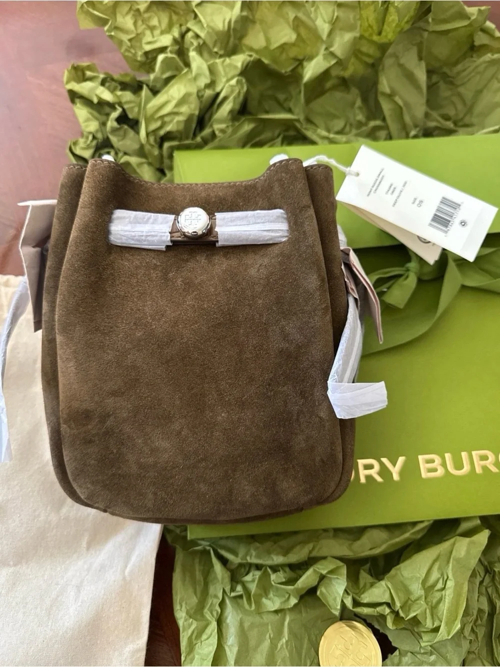 BNWT Tory Burch Romy Olive Suede Mini Shoulder Bag